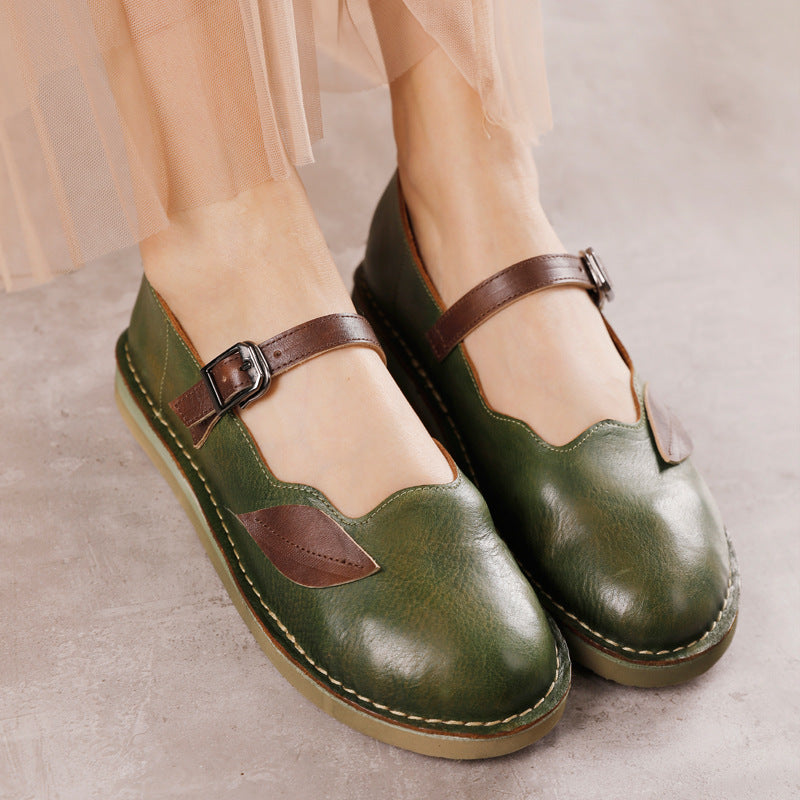 Spring And Summer New Round Head Shallow Mouth Retro Women's Shoes