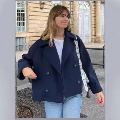 Women's Double Breasted Short Woolen Coat