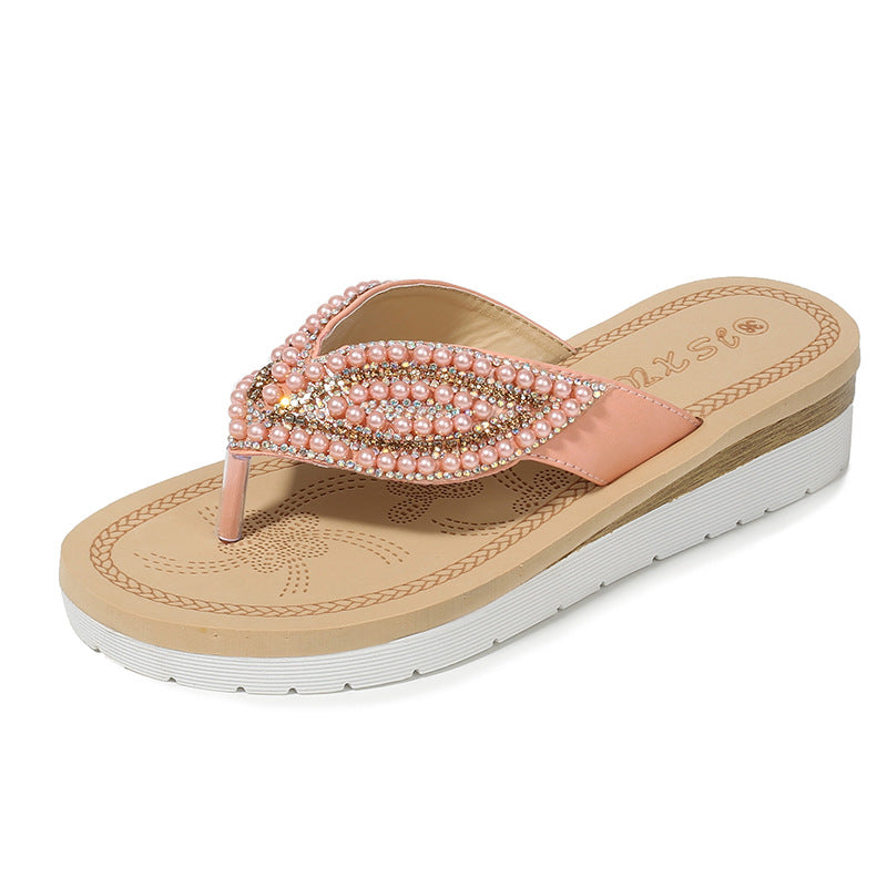 Plus Size Pearl Leaf Accessories Sandals