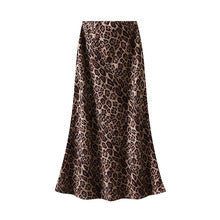Suede Leopard Print Midi Skirt High Waist