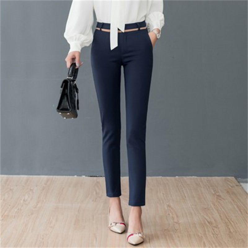 Women's High-waist Stretch Casual Straight-leg Suit Pants