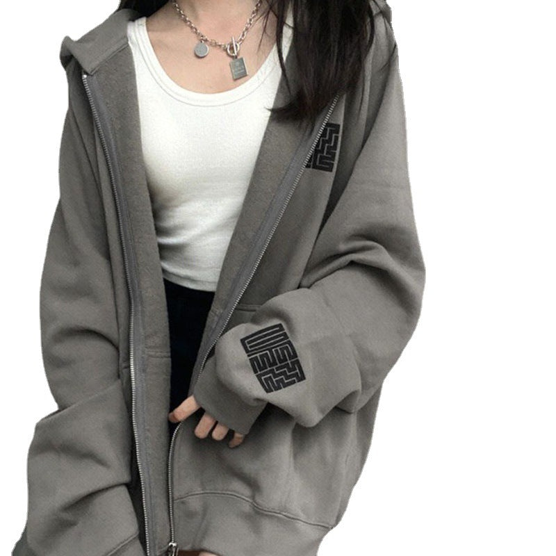 Retro High Street Hong Kong Style Lazy Plus Size Loose Coat