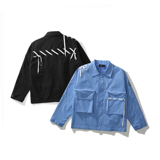 Fashionable Men's Suspenders Functional Tooling Wind Jacket