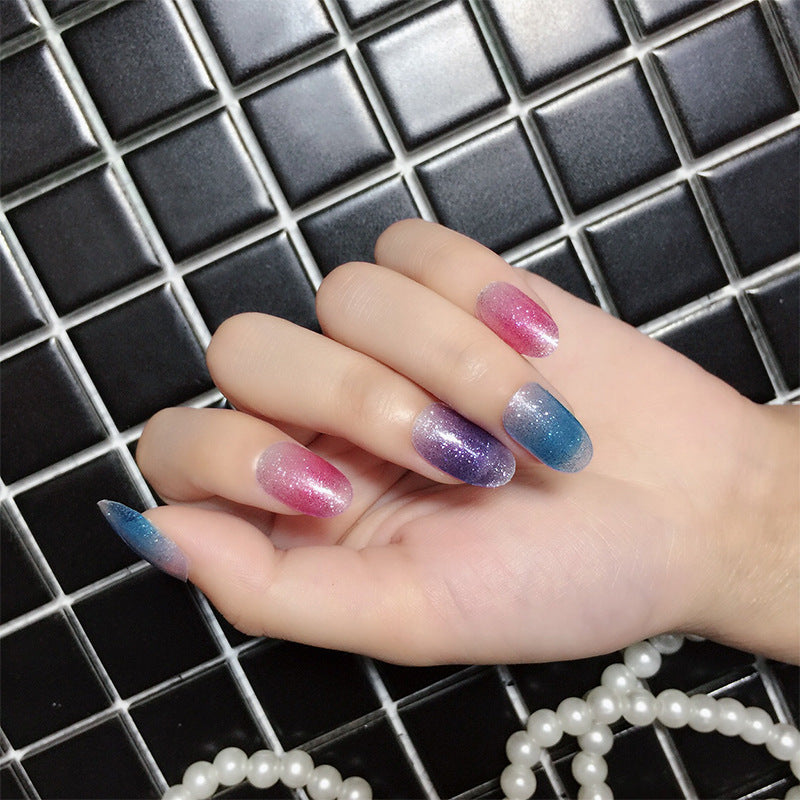 Internet Celebrity Gradient Onion Powder Little Nail Stickers