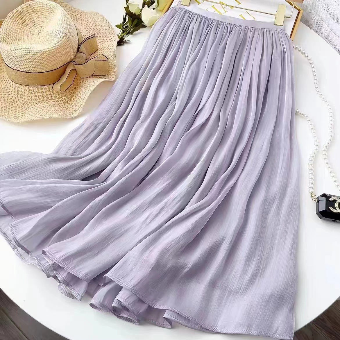 High-grade Streamer Yarn Skirt A- Line Large Hem
