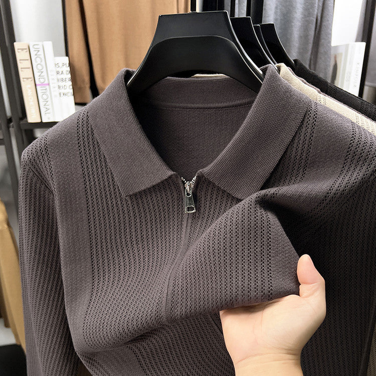 Knitted Shirt Coat Men's Zipper Cardigan