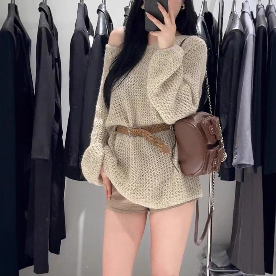 French-style Hollow-out Long-sleeve Knit Sweater For Women Early Autumn New Arrival