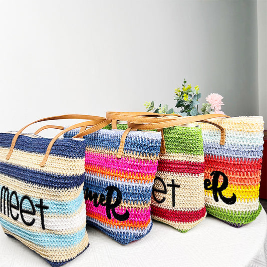 Straw-woven Womens Large-capacity Shopping Bag