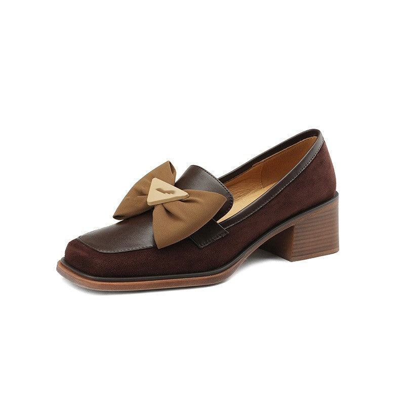 Design Feel Of Square Toe Thick Heels Women's Shoes