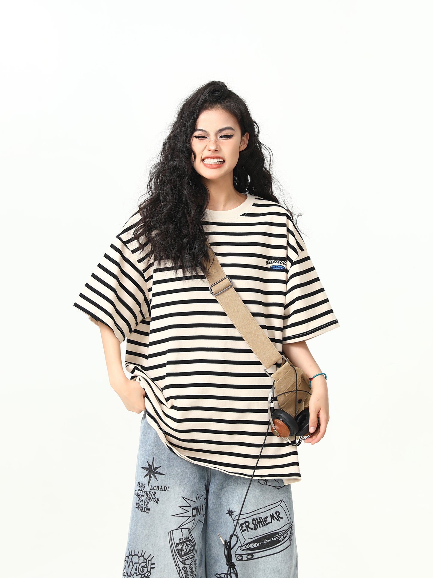 Retro 300g Heavy Striped Short-sleeved T-shirt
