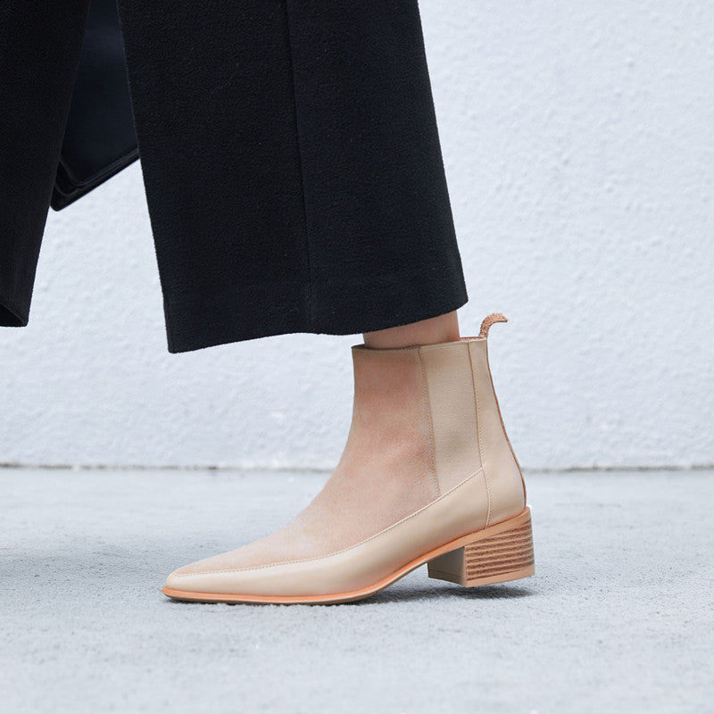 Frosted Martin Boots With Mid-heel Ankle Boots