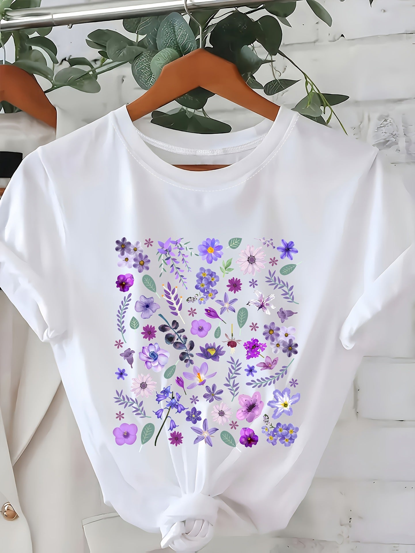Women's Loose-fit Round-neck  Semi-sheer Top