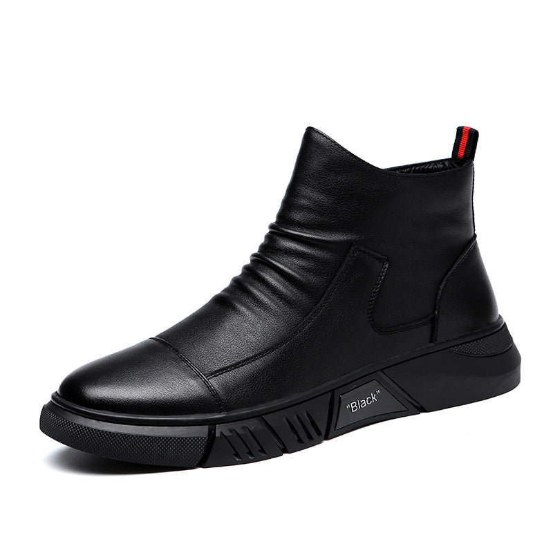 Mid-Cut Short Boots Tooling Men's Shoes Military Boots High-Top Leather Men's Boots