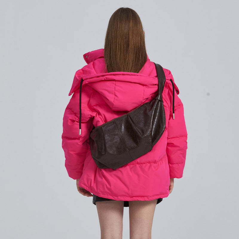 Large-capacity Retro French-style Instagrammable Niche Crossbody Bag A Croissant-shaped Pleated Bag