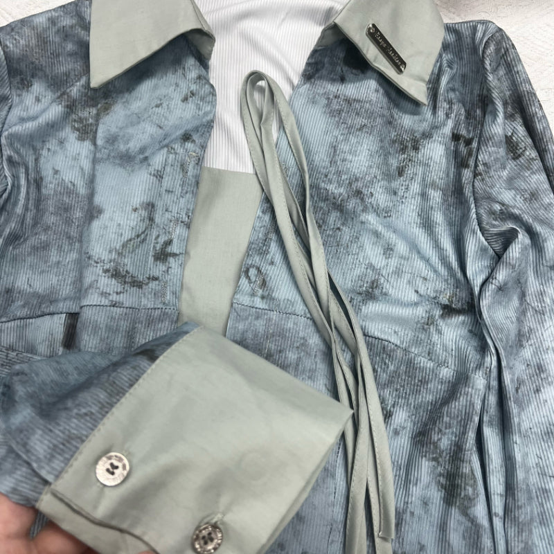 Retro Lace-up Shirt For Women Waist-controlled Top