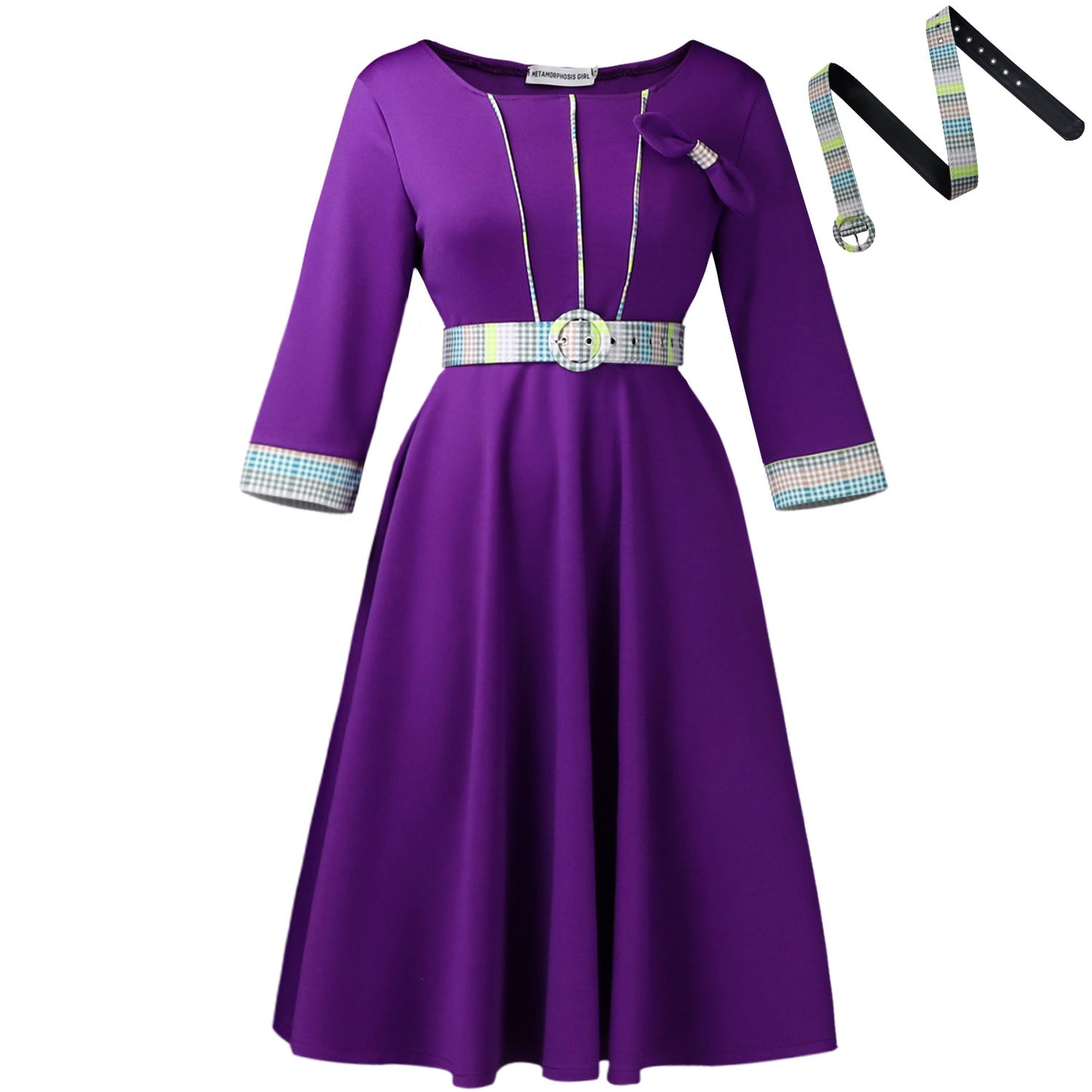 Stylish Elegant African Dress With A Round Neckline And Patchwork Design