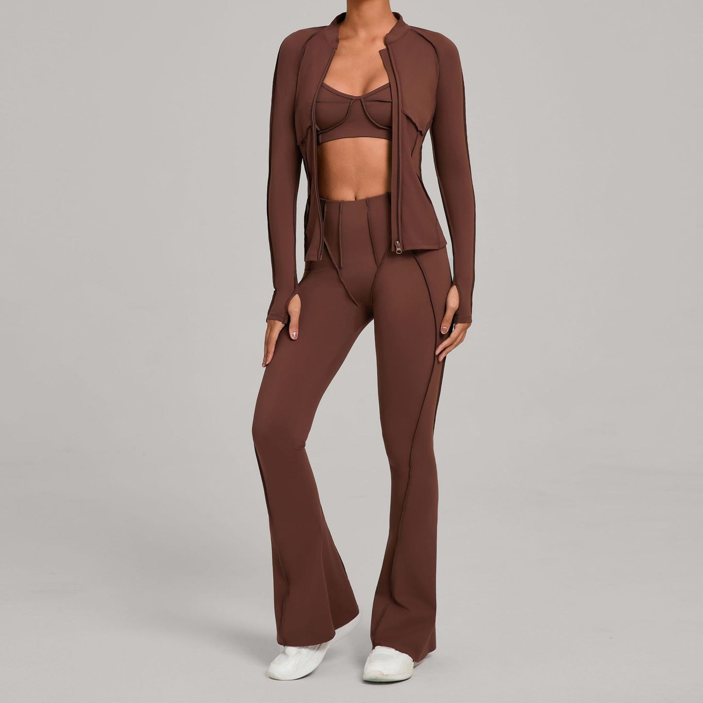 Womens Zip Up Top And Yoga Pants Set