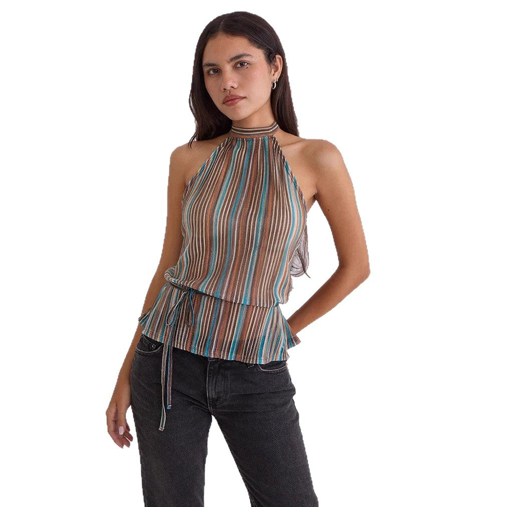 Women's Backless Strappy Halter Tank Top
