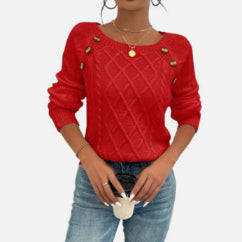 Women's Loose Casual Square Neck Sweater For Autumn And Winter