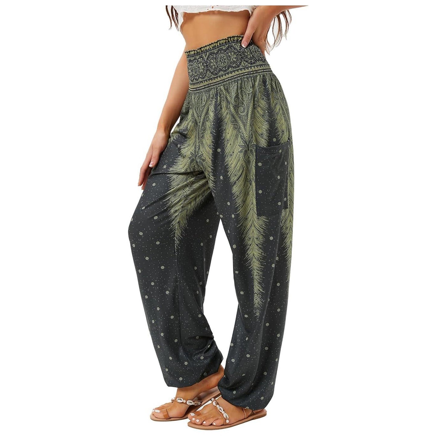 Women's Striped Digital Floral Print Casual Jumpsuit
