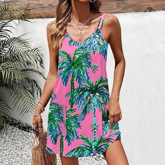 Loose-fitting Printed Slip Dress For Women