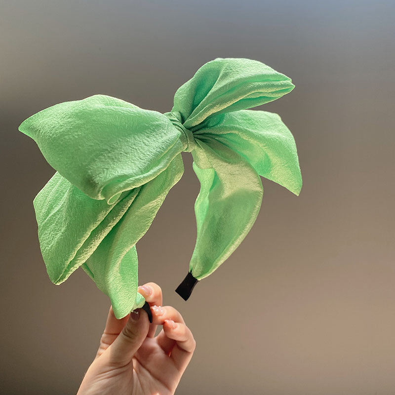 Seersucker Oversized Bow Headband High Sense Wide-brim Hair Accessories