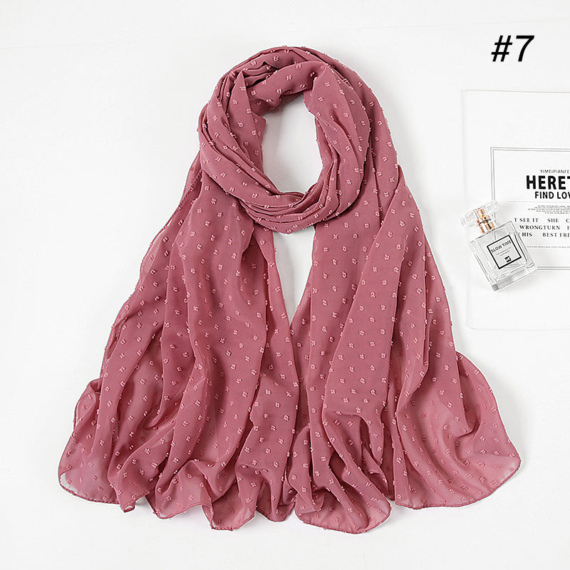 Women's Pearl Pure Color Chiffon Headscarf