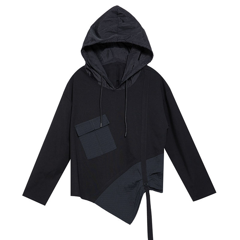 Forår og efterår hættetrøje uregelmæssig syning langærmet afslappet sweatshirt