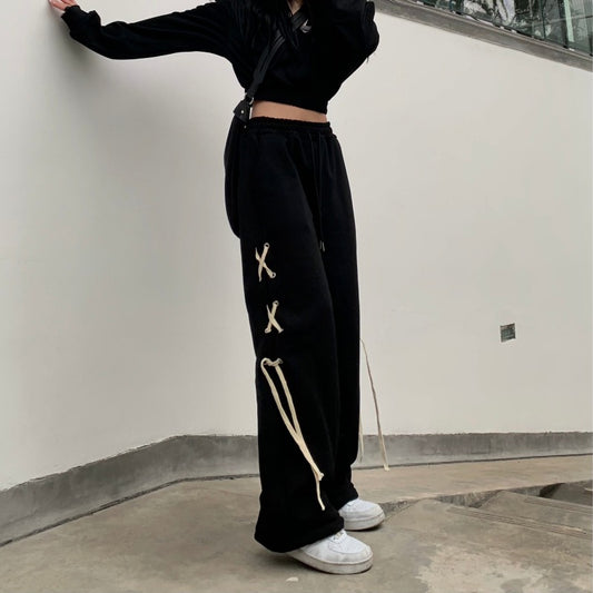 Black Spicy Girl Pants Loose And Slim Straight