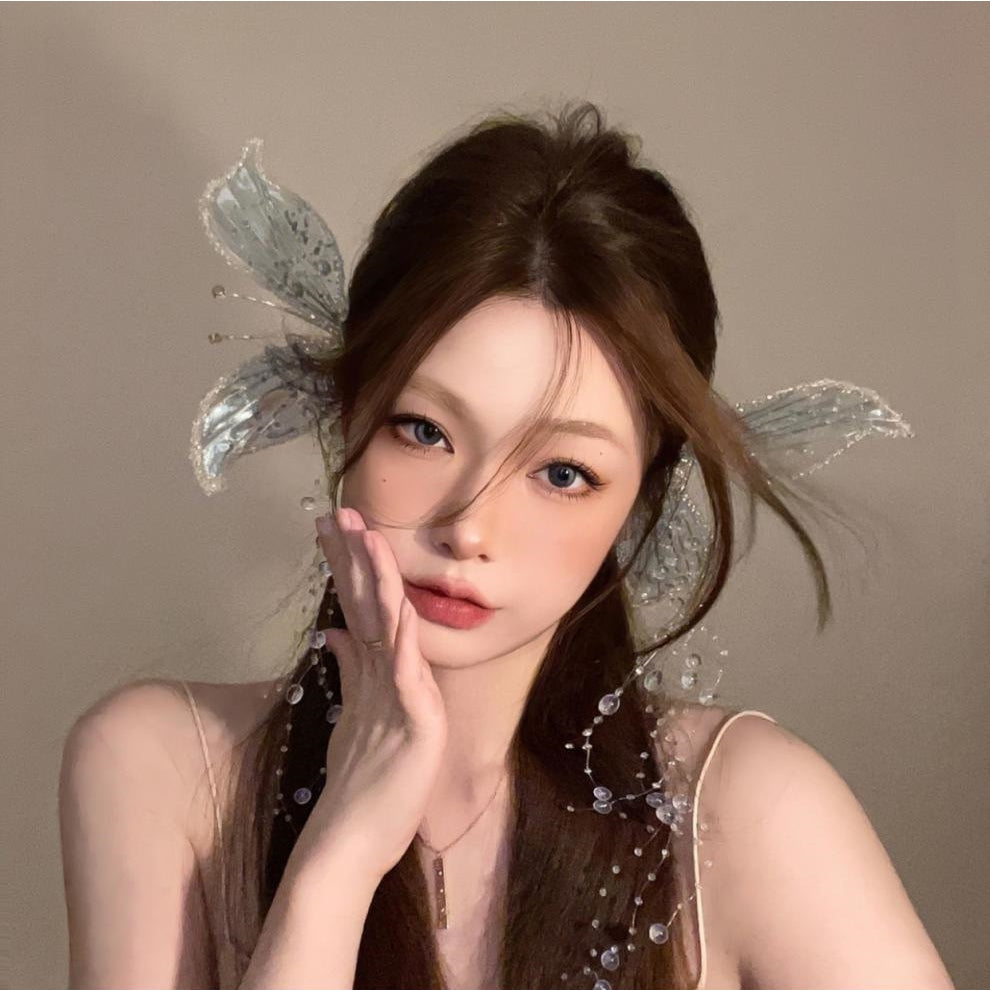 Ladies Bridal Wedding Butterfly Wings Tassel Elf Crystal Headwear