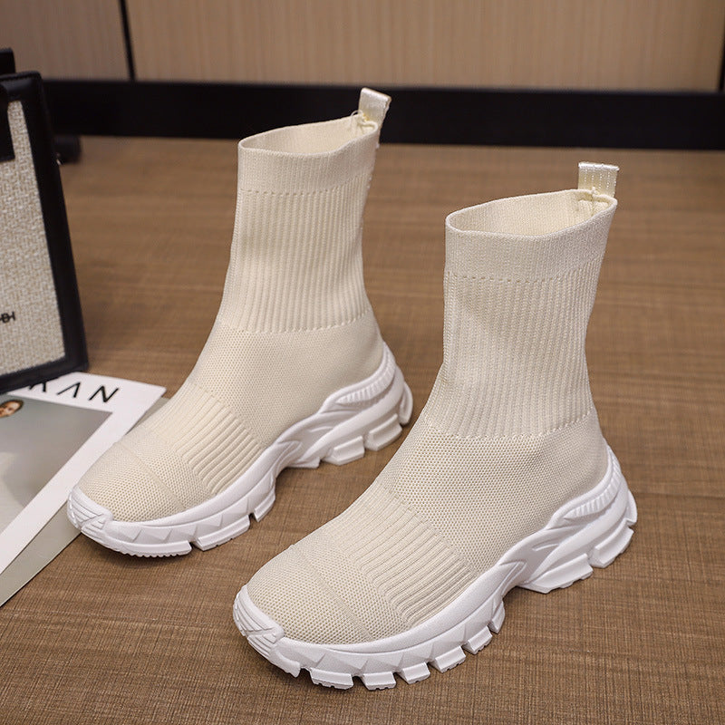 Socks Shoes Thick-soled Knitted Sports Casual Shoes Women's Boots