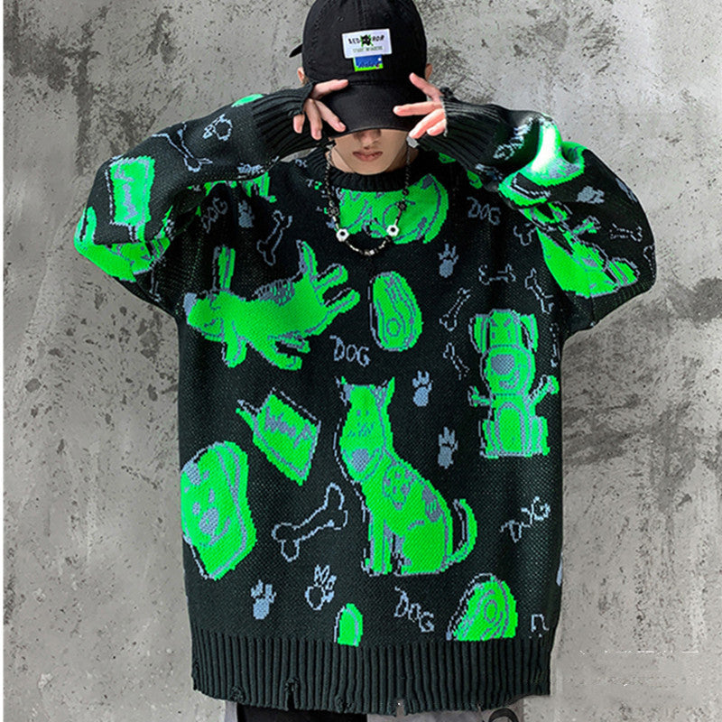 Men's Autumn And Winter New Hole Jacquard Loose-fitting Sweater