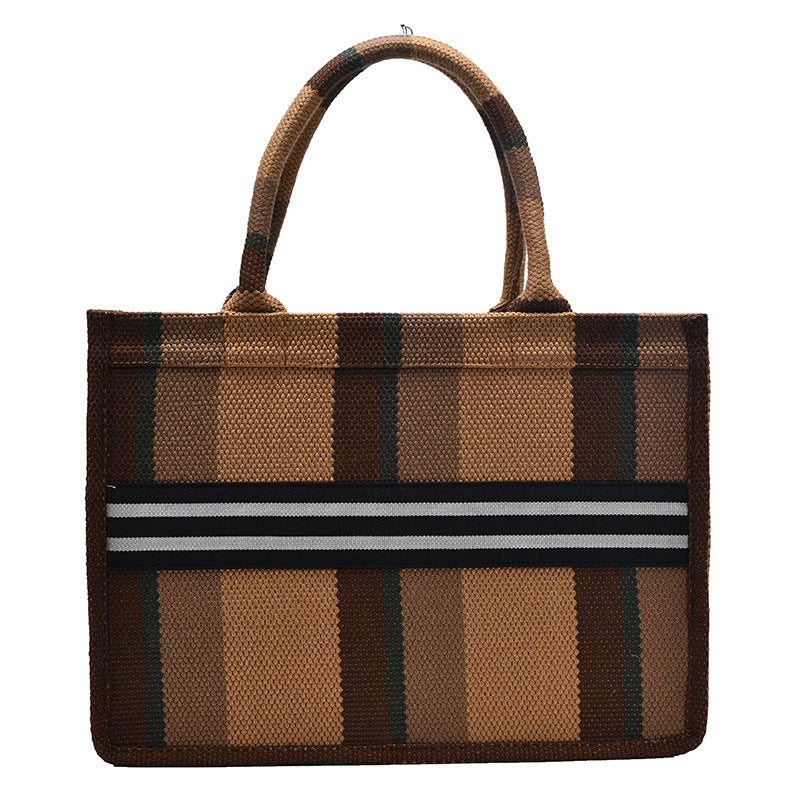 New Fashion Plaid Large Capacity Canvas Tote Bag