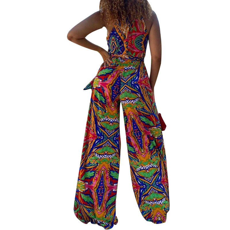 Women's Fashion Loose Sleeveless Printed Trousers