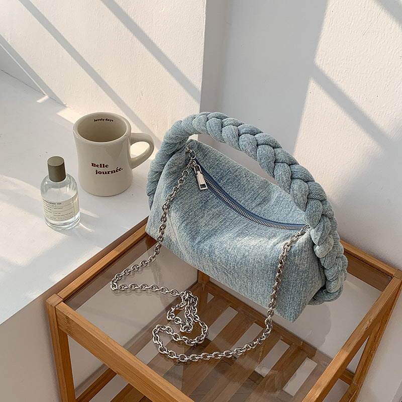 New Hand Woven Denim Shoulder Bag