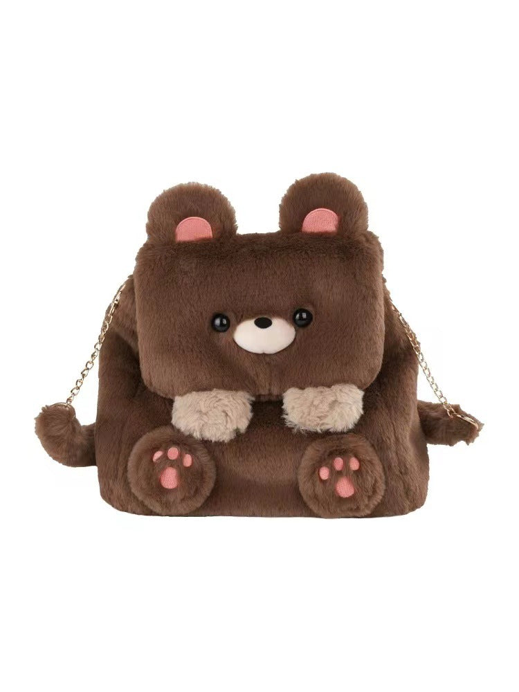 Large Capacity Cute Personality Plush Bear Backpack For Women