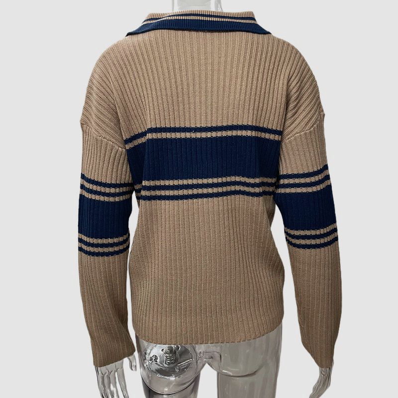 Retro Lapels Loose Slimming And All-matching Sweater For Women