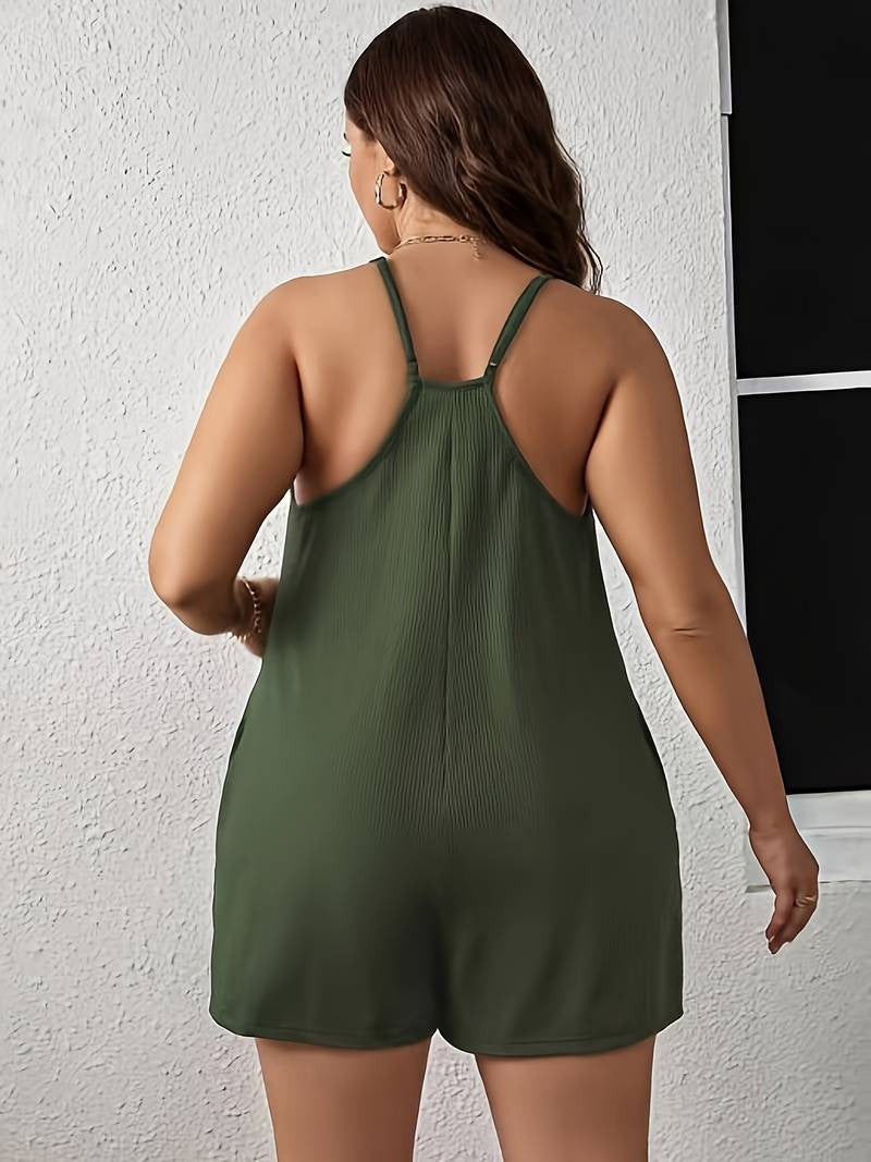 V-neck Sexy Plus Size Women's Suspender Jumpsuit