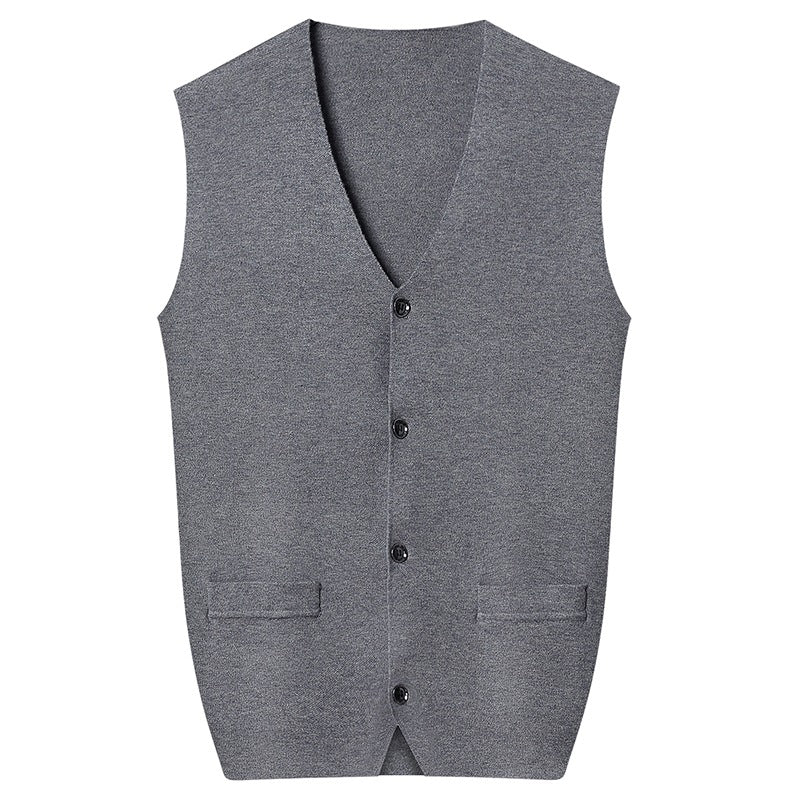 Youth Solid Color Gold Velvet Knitted Vest