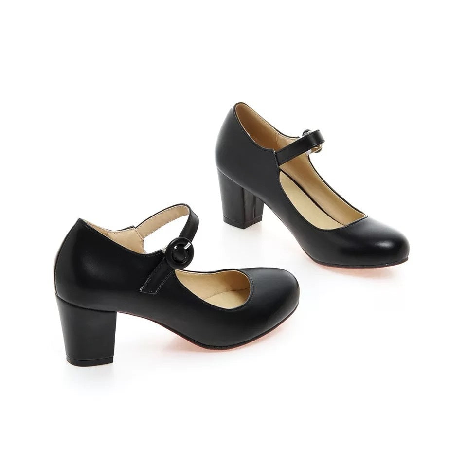 Buckle High Heels Round Head Leisure Low-top Shoes