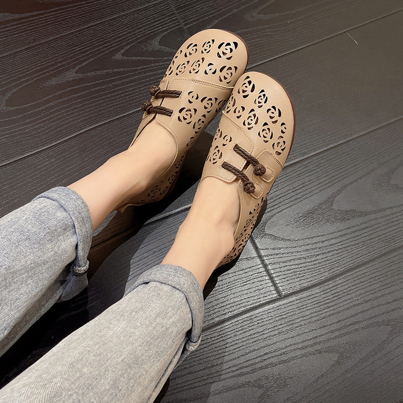 Summer Retro Round Toe Ethnic Style Chinese Frog Mom Shoes