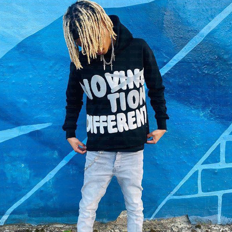 Hip Hop Gothic Style Hoodie Letter Print Sweatshirt