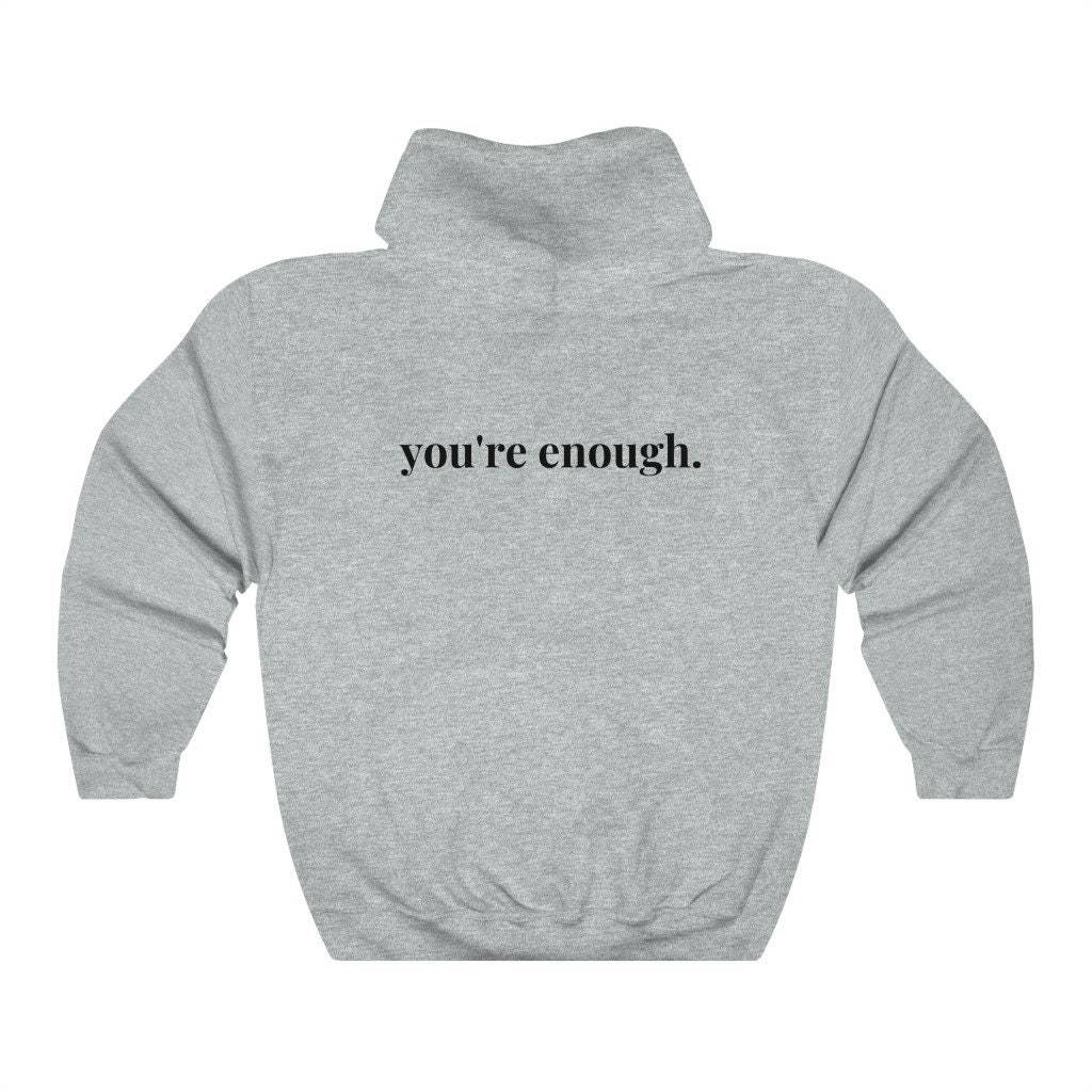You're Enough Printet Casual Hættetrøje med Lomme på Ryggen