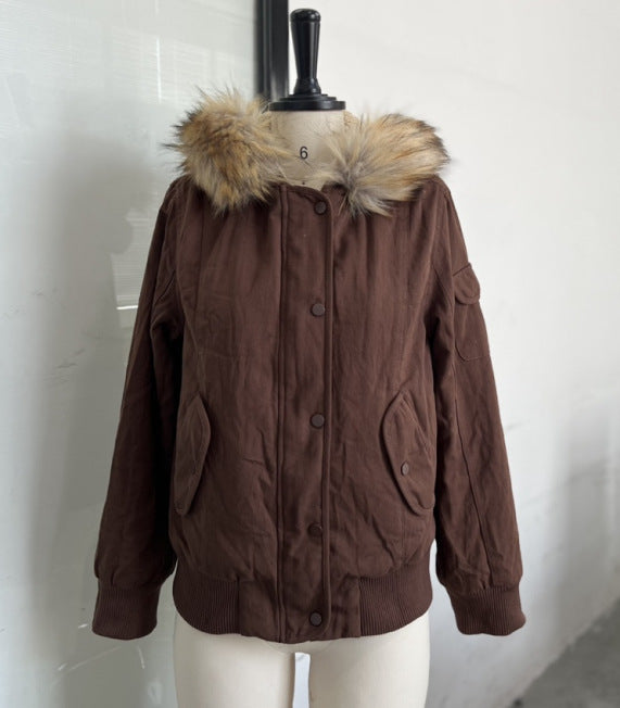 American Retro Hooded Jacket Short Coat