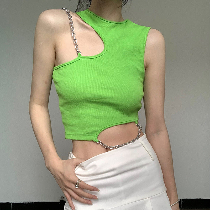 Uregelmæssig Halterneck Camisole Ny Slank T-shirt