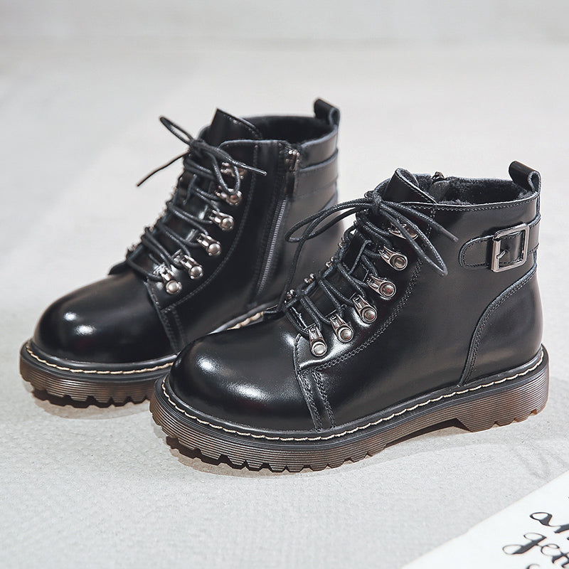 Handsome Martin Boots Leather British Style Cool Rivets