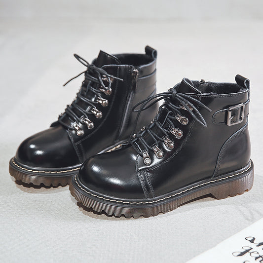 Handsome Martin Boots Leather British Style Cool Rivets
