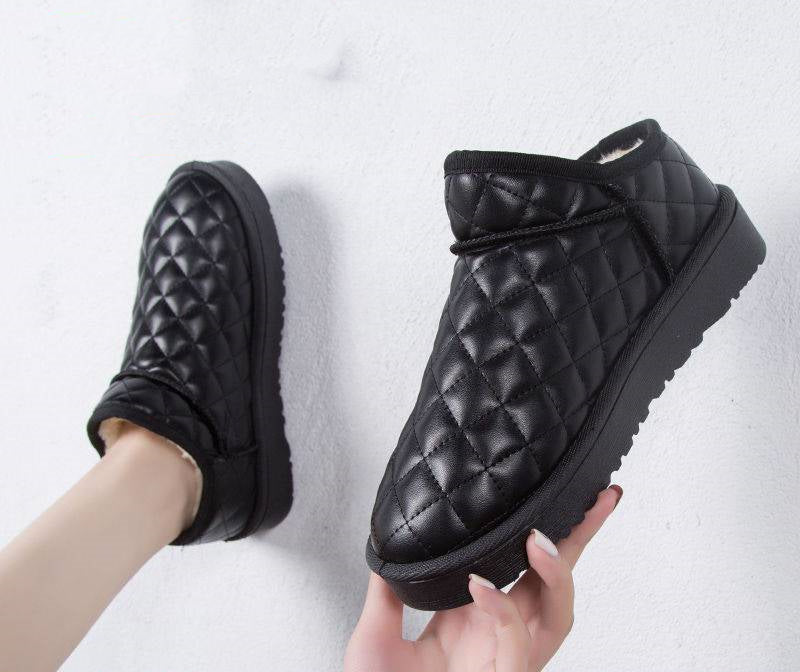 Korean Version Of All-match Flat Bread Shoes Plus Velvet Short Boots