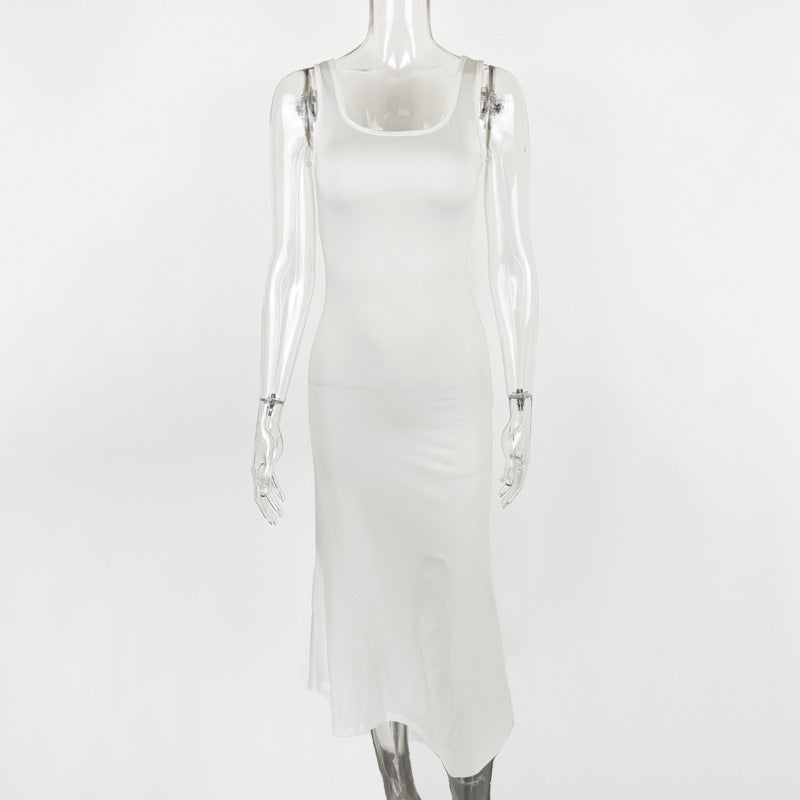 Slimming Square-Neck Elegant Sleeveless Tank Dress For Women
