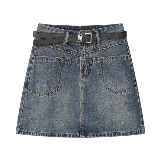Design Sense Niche Buttocks Wrapped Denim Skirt